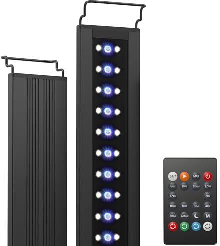 NICREW C10 24/7 Fish Tank Light with Remote, Full Spectrum, 58-75 cm, 18W | Preset 24/7 Mode | Custom 24/7 Mode | 10 Time Points | 4 Preset Colour Modes | RGBW 12-Level Dimming | Smooth Transitions