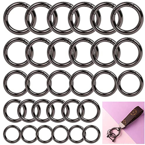 Karabiner Rund, 30 Stück Schlüsselringe, 35/30/25/20/18MM O Ring Karabiner, Karabinerhaken Klein, Karabiner Schlüsselanhänger,Rund Karabinerhaken, für armbänder, Schlüsselbund,Geldbörse