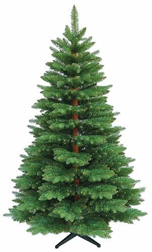 RS Trade 23012 Premium Tanne PE/PVC 120 cm Weihnachtsbaum künstlich (Ø ca.78 cm) ca. 644 Spitzen und Schnellaufbau Klappsystem, Naturgetreue Spritzguss Elemente, Tannenbaum inkl. Christbaum Ständer