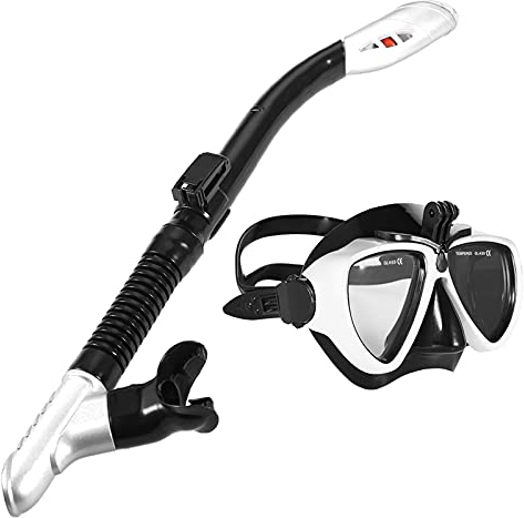Latent Set, professionelle Tauchmaske, Schnorchel-Schwimmbrille, Trockenschnorchelrohr-Set, Herren und Damen, Anti-Beschlag-Taucherbrille für Kamera, Blau