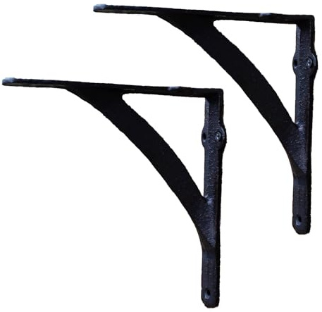 2 Stück Regalwinkel Gusseisen Regalhalterung Metall Regalhalter 90 Grad Dreieckig Wandmontage Dekorative Rustikale Regalträger für Zuhause,Büro,Garten,mit Schrauben,Schwarz