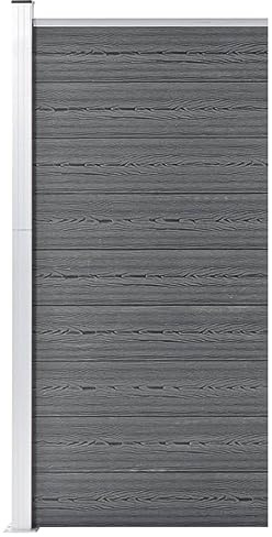 Gecheer Pannello di Recinzione in WPC 95x186 cm Grigio,da Giardino,per Esterno,Recinzione da Giardino,Recinzione da Esterno,Pannello a Parete,Pannello Divisore Esterno