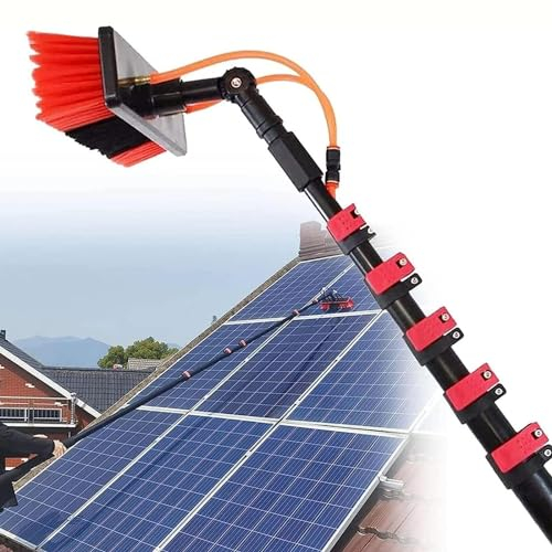Photovoltaic Panel Window Cleaning Telescopic Pole,Water Fed Extendable Brush,For Cleaner Conservatory Roof Photovoltaic Panel Cleaning (Color : Brushhead55cm, Size : 9m/30FT)