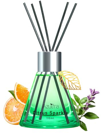Reed Diffuser Set for Home, Citrus Scented Diffuser with 6 Diffuser Sticks, Home Fragrance Scent Essential Oil Stick Diffuser for Christmas Shelf Decor,3.4 oz