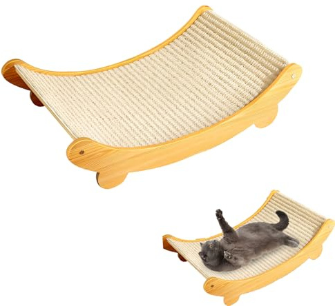 Katzen Kratzbrett, 2-in-1-Sisalbett Und Brett Zum Kratzen, Wiederverwendbares Kratzlounge Katzenbett, Holzstruktur Kratz Pads Katzenliege, Sisal Kratzer, Kratzbett Für Katzen Aus Sisal (50 x 32 cm)
