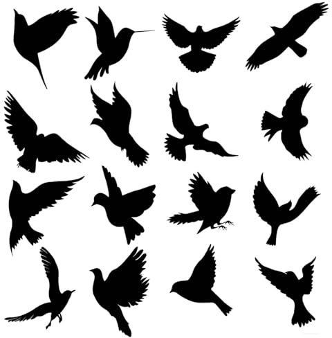 XoeLLe 16 Piezas vinilos Calcomanías de Ventana de Anticolisión para cristales Pegatinas de Ventana en Forma de Pájaros para Prevención de Personas y Aves Golpes en Ventana Accesorios Fiesta