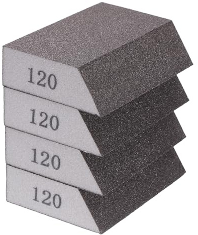 sourcing map 4pcs Sanding Sponge Blocks 120# (400-500 Grit) Sanding Sponge with Angled Edge 4x2.8x1, Washable and Reusable Foam Sanding Block for Polishing Kitchen Metal Wood Drywall Home