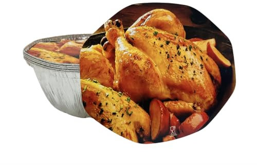 IMTINA, Envases de Aluminio Ovalados con Tapa, Apto para Horno y Microondas, Bandejas Reciclables para Pollo Asado y Comida para Llevar, 256x192x87 MM, 100 Unidades 2600ml