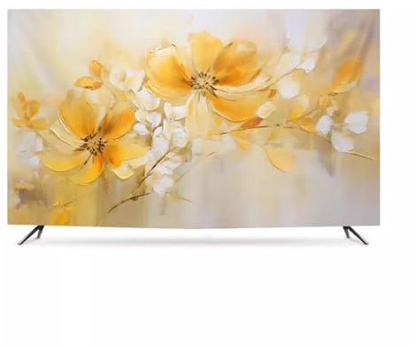 Flower Oil Painting Dust TV Cover for 32 86IN Universal TV Computer Desktop Curved Screen Bedroom Living Room Home Decoration Color4 80in