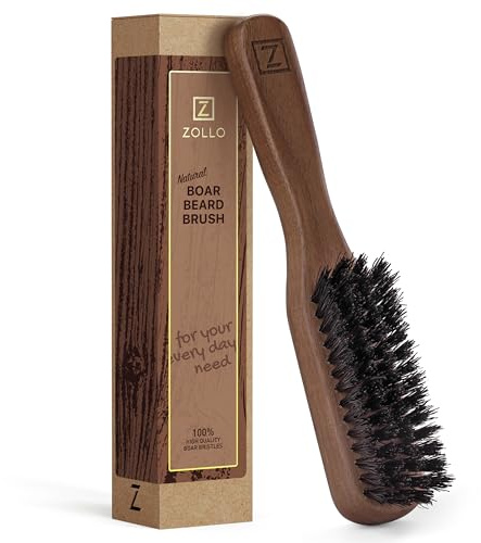 Beard Brush for Men - Stiff Boar Bristles for Beard Growth & Straightening - Exfoliates Skin, Reduces Itch - Premium Walnut Wood Handle