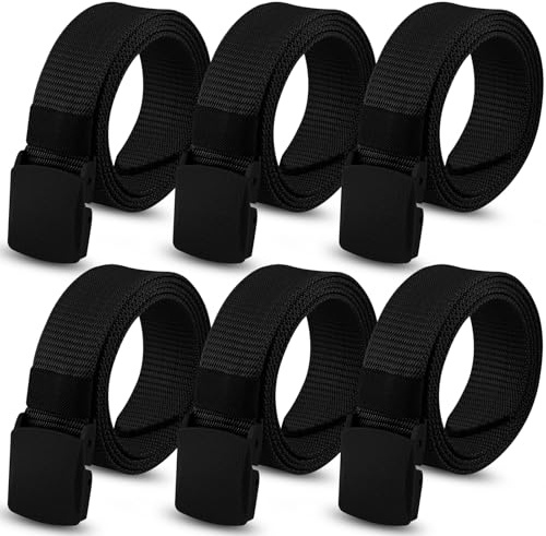 DASHUAIGE 6 Stück Arbeitsgürtel Herren, Unisex Nylon Gürtel Verstellbarer Canvas Gürtel, Keine Metallschnalle für Herren, Schneller Pass durch die Flughafensicherheit