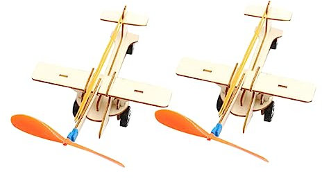 ifundom 2sets Wood Aeroplane Model Toys Diy Airplane Kit Catapult Educational Toys for Boys and Girls