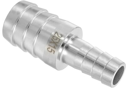 QUARKZMAN 25mm a 15mm Diámetro Espiga Manguera Montaje Reductor 1Pcs | Adaptador para Manguera de Acero Inoxidable 304 para Sistemas de Vacío, Conexiones de Tuberías Industriales, Plateado