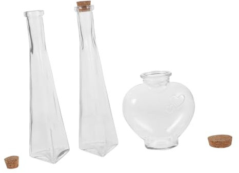 Alipis 3pezzi Bottiglie Decorative Trasparenti Forma Di Cuore e Prisma Di Barattoli Per Cerimonie Di Sabbia Decorazioni Per Matrimoni e Progetti Diy