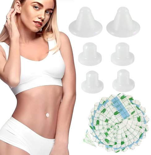 DIFLAX 6 Pièces Bouchons de Nombril pour adulte en silicone souple pour la liposuccion, Bouchons de Nombril en Silicone Souple, 30 pièces Ruban Adhésif