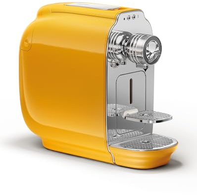Afro Coffee Kahawa Premium Kaffeemaschine Savannah Yellow – kompakte Kapselmaschine mit 19 Bar Druck, Auto Power Off & herausnehmbarem Wassertank