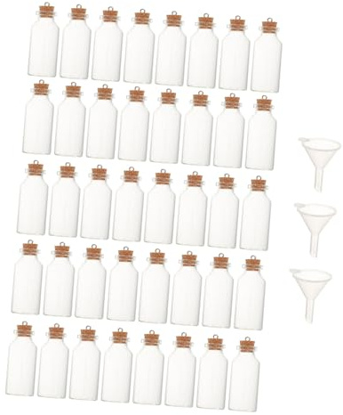 Ciieeo 43pièces Mini Bouteilles Verre avec Bouchon Liège Petites Bouteilles Transparentes pour Loisirs Créatifs Projets De Bricolage Décorations De Mariage