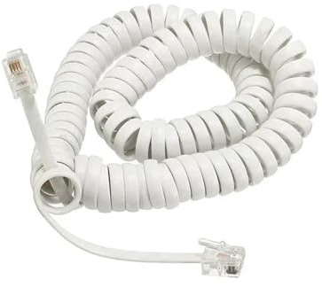 Generico Cavo Auricolare telefonico da 2 m, Cavo Auricolare telefonico a Bobina modulare da 6 Piedi, Cavo RJ10 Bianco Arricciato