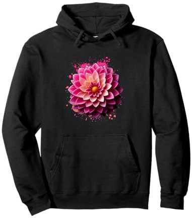 Fleur de Dahlia Rose avec pétales vibrants Rose PaintSplatter Sweat à Capuche