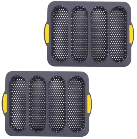 Homoyoyo Lot de 2 Moules à Pâtisserie en Silicone Antiadhésif pour 4 Baguettes Couleur Gris Clair Ustensile Cuisine pour Français Fait Maison et Dessert Facile à Nettoyer Fourniture de