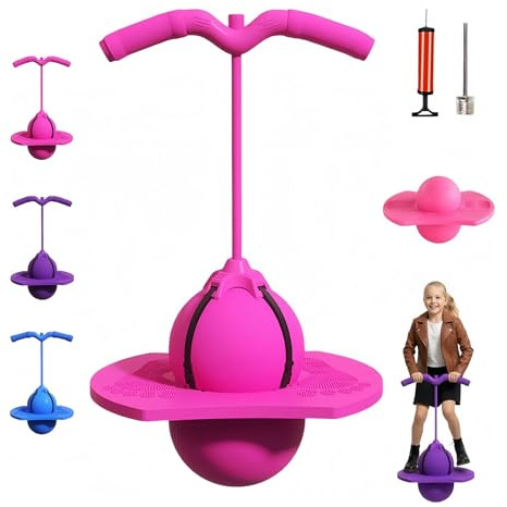 Liocwocne 2026 Neu Pogo-Sprungball für Kinder und Erwachsene, Pogo Ball mit Griff, Hüpfspielzeug Outdoor, Tragfähigkeit 300 Kg, Verdickt und Verschleißfest(Rosa)