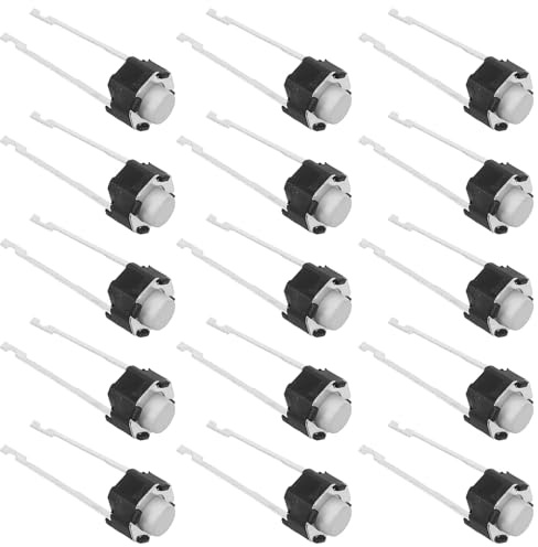 FUOYLOO Micro Interruttore a Pulsante Momentaneo 20 Pezzi, Piccolo Interruttore Breadboard 2 Pin Montaggio Superficiale, Pulsante Sensibile Silenzioso per Prototipazione Elettronica