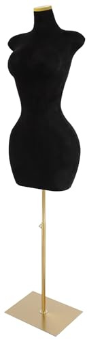 Mannequin de couture | Mannequin de vitrine Femme | Mannequin | Hauteur réglable (150-210cm) | Mannequin de vêtements | PU & Métal | Pour boutiques & ateliers | Avec socle (Noir)