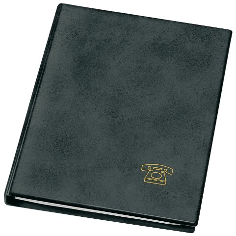 VELOFLEX 5158180 - Telefonringbuch DIN A5, Adressbuch, Telefonbuch, Weichfolie in Leder-Optik, mit Register, schwarz