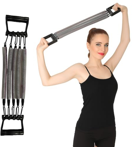 Adjustable Spring Chest Expander for Men & Women, 66 lbs Resistance, Home Gym Fitness Equipment for Chest, Arm, Back, Shoulder Workout, 5 Spring Muscle Training Band