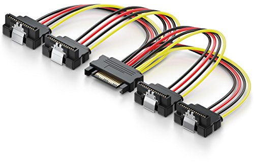 deleyCON cavo SATA + Set di accessori Strom - 4 Fach Y-Adapter SATA Strom Winkel