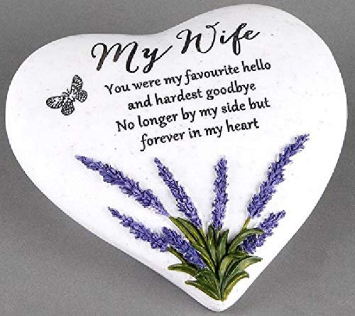 Thoughts Of You Heart Outdoor Memorial Plaque with Lavender design, Wife