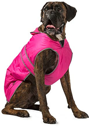 Ancol Muddy Paws All Weather Stormguard Dog Puppy Coat Pink - Waterproof Pet Jacket with Fleece Lining and Chest Protector - Elasticated Neck and Leg Straps - 40 cm Length up to 65 cm Girth - Medium