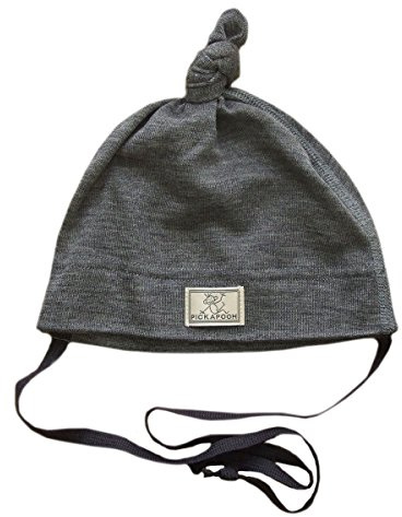 Pickapooh Mütze Merino Wolle Seide Baby Mädchen Junge Neugeborene Bonnet Natur Bio Grau Paula