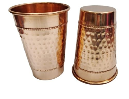 Hammered Pure Copper Water Drinking Glasses Set of 2 Large 13 Oz Drinking Cups Copper,Tumblers,Handcrafted Design Cup Best Gift