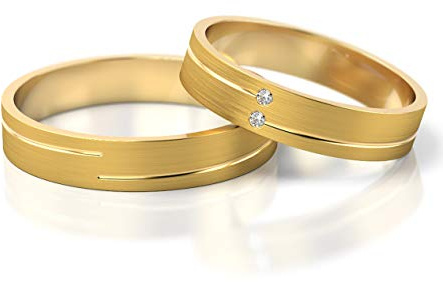 JC Gold Trauringe - Gelbgold Eheringe inklusive Steine und Gravur im Paarpreis PL210 (14 Karat (585) Gelbgold)