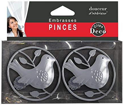 Douceur d'Intérieur, 2 Embrasses à Rideaux (Diamètre 8 cm) Passero Gris, Métal Peint