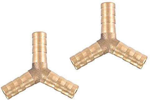 sourcing map Conector Manguera de Lengüeta, Racor Manguera de Latón de 3 Vías en Forma de Y, Púa de 8mm DI, Adaptador Manguera Tubo de Aire Gas Agua, 2 Piezas