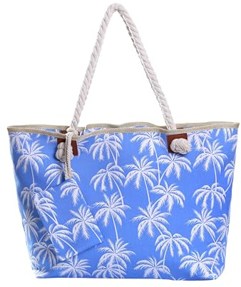 DonDon Strandtasche mit Reißverschluss, Große Strandtasche XXL, Shopper Tasche Damen - Praktische Beach bag Umhängetasche Damen Badetasche für Strand und Meer