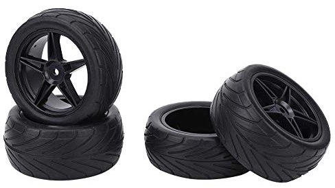 RC Reifen, 4-teilig Universal Schwarz, 1/10 RC Autoreifen für Offroad Rennen, Indoor Outdoor Nutzung, Anfänger und Profis