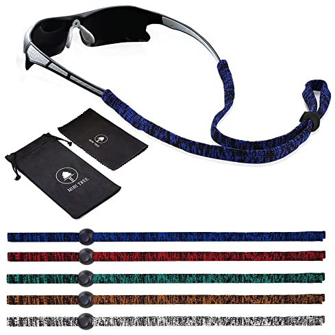 Mini Tree 5 PCS Brillenband Sport Sonnenbrillen Lanyard Verstellbare rutschfeste Brillenhalterung Glasschnur zum Laufen Camping Lesen im Freien (Farben mischen)