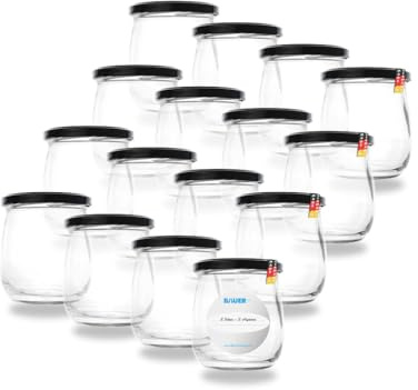 Flaschenbauer - 16x Einmachgläser 417ml - Konservengläser mit TO82 Twist-Off Deckel, inkl. Etiketten - Marmeladengläser, mit Schraubdeckel, Schraubgläser, Joghurtgläser (Schwarz) - Made in Germany