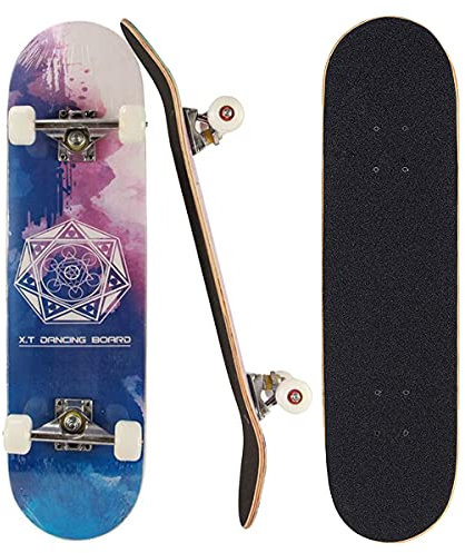 Sumeber Skateboard für Anfänger 31 x 8 Zoll Komplettboard mit ABEC-7 Kugellager Double Kick Skateboards Geburtstagsgeschenk für Kinder Teenager und Erwachsene (Tarot-Geheimnis)