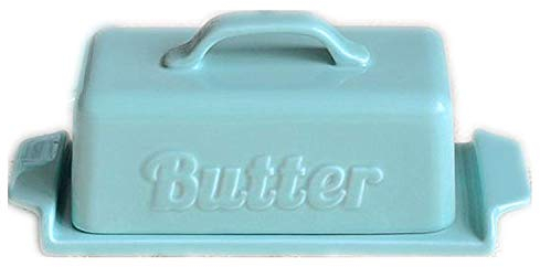 Molinter Mantequillera de porcelana con tapa y plato de bambú (16,5 x 12 cm)