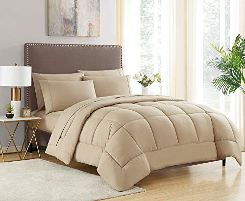 Sweet Home Collection Luxurious Plush Loft Microfiber Fill Duvet Insert Bedding, Polyester, Taupe, Twin