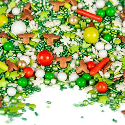 Super Streusel HoHoHo - Weihnachtsstreusel Rentier, Streudeko (90g) | Weihnachtsstreusel mit Rentier Zuckerdekor, festliche Tortendeko für Plätzchen, Muffins & Lebkuchen
