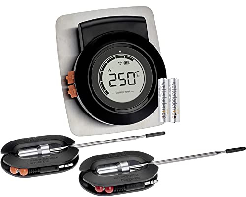 TFA Dostmann 14.1513 Wireless Thermometer Hyper BBQ, kabellos, mit App, für Smoker oder Grill, mit Einstichfühlern, Fleischthermometer, Garraumüberwachung, Kerntemperatur (schwarz mit Batterien)