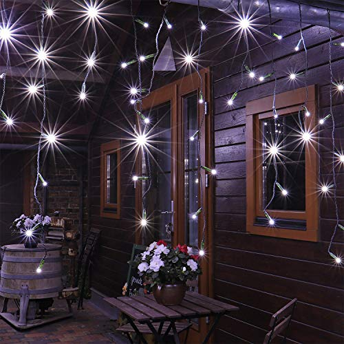 CLGarden Premium LED Lichterkette Generalüberholt Eisregen ERN600 kaltweiß Lichtervorhang innen außen weiß 5 Jahre Garantie