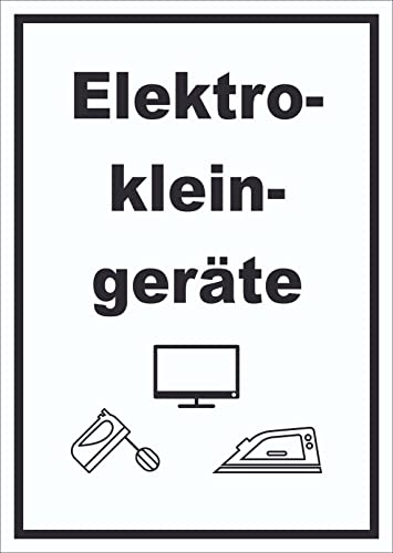 HB-Druck Elektrokleingeräte Mülltrennung Schild Text Symbol Haushaltsgerät hochkant A2 Rückseite selbstklebend