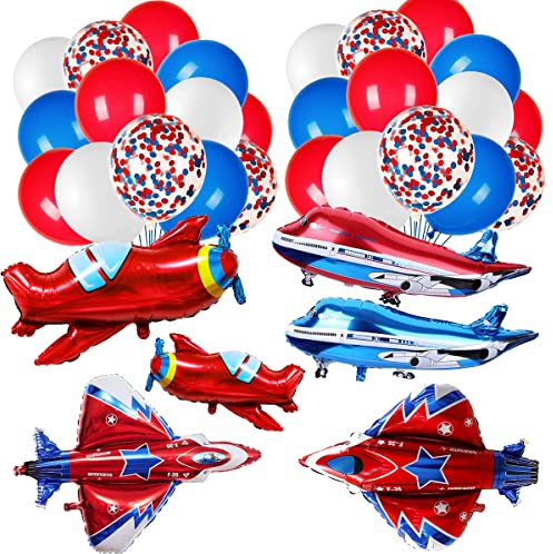 XiXiRan Globo Avión Foil - Kit de Decoración de Cumpleaños y Fiesta Con Globos Gigantes de Helio, Aeroplano (86 Piezas)