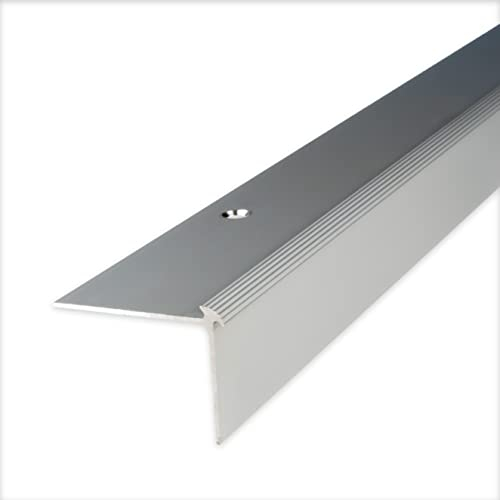 PROVISTON | Treppenkante | Aluminium eloxiert | Silber | Breite 40 mm | Höhe 30 mm | Länge 2700 mm | Gebohrt | Treppenkantenprofil | Treppenwinkel | Winkelprofil | Kombiwinkel | 1 Stück